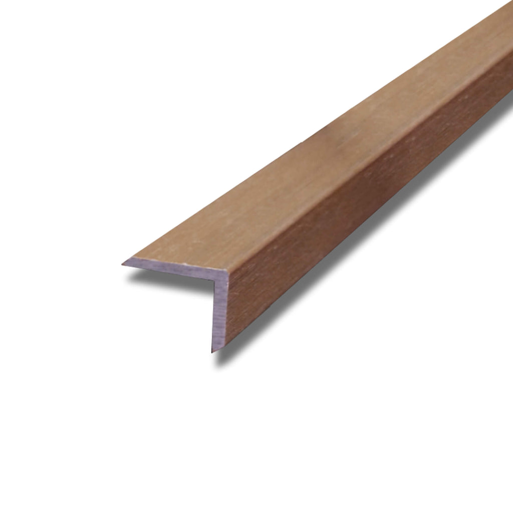 A Teak Co-Extruded Composite Cover Strip on a white background.