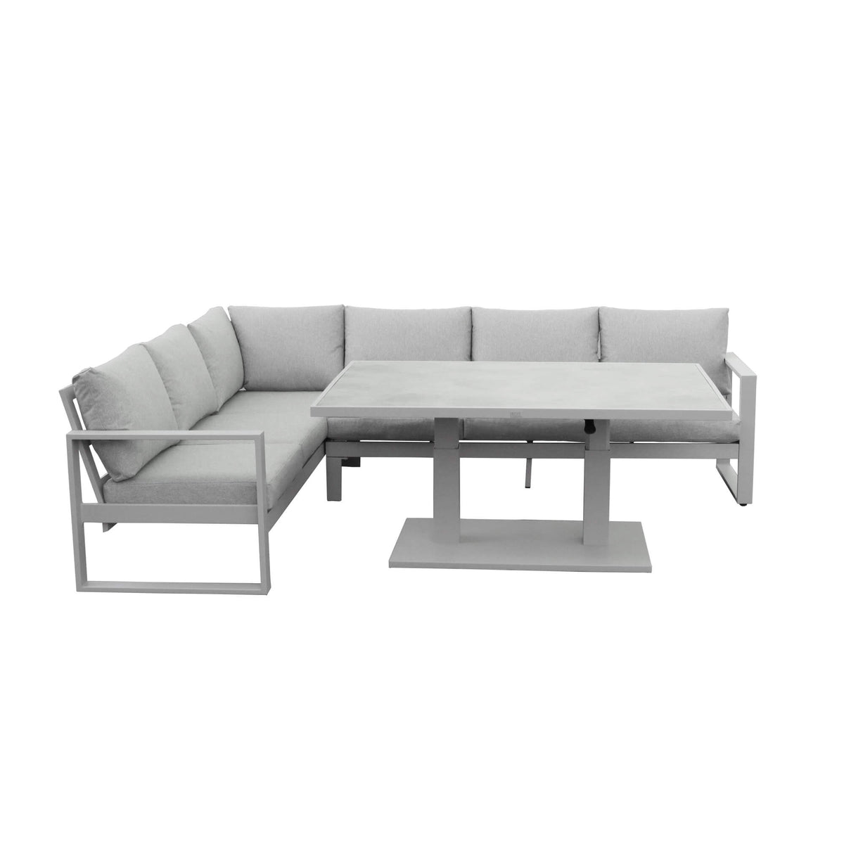 Side view of the Como L-Shaped outdoor furniture corner set on a white background.
