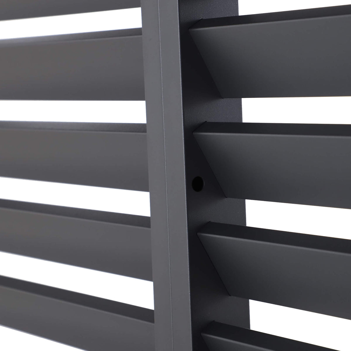 Close-up of a Riva Deluxe Pergola Aluminium Louvre Wall on a white background.