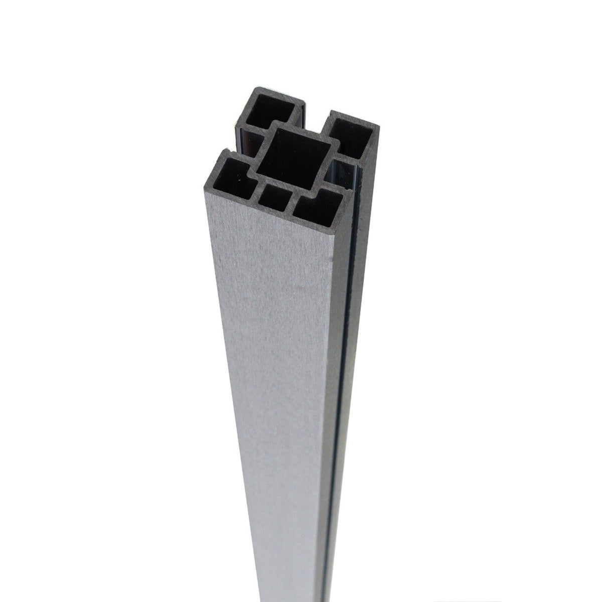 A Sliver Composite Fence Post on a white background.